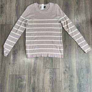 Lane Bryant Mauve and Cream Striped Sweater